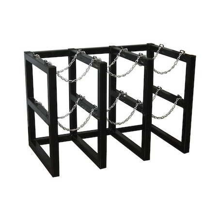 Justrite Cylinder Tube Rack, 3 Wide x 2 Deep, 44"W x 26"D x 30"H, 6 Cylinder Cap. 35128